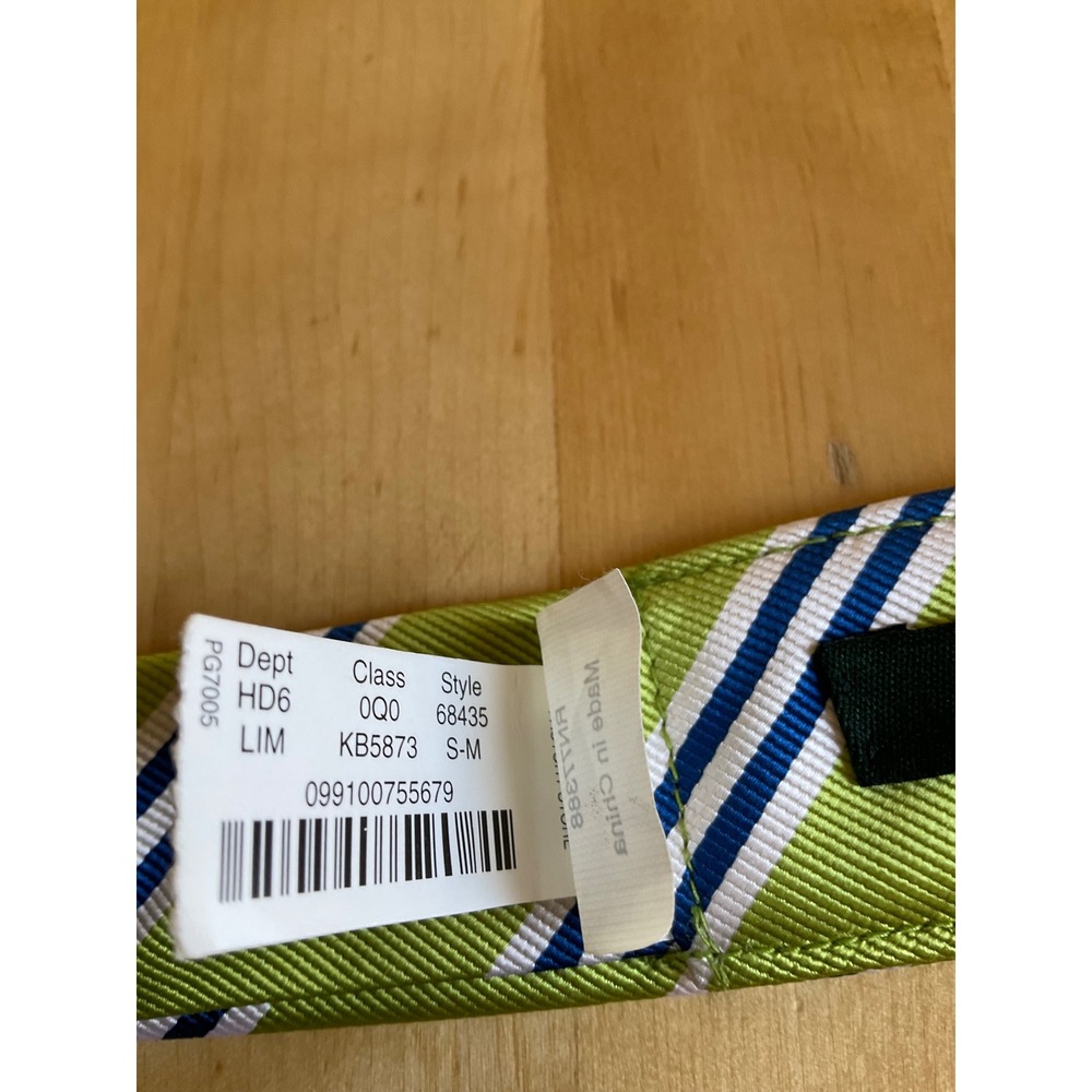 J.Crew Silk D-Ring Belt Green Navy White Striped KB5873 Womens S/M - Picture 3 of 6